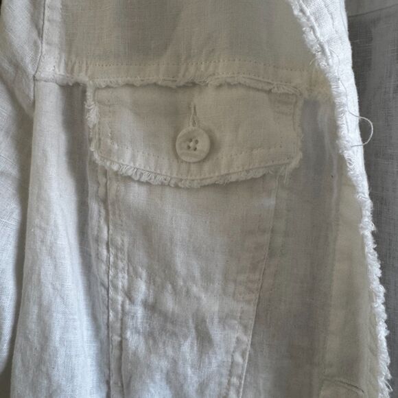 Tommy Bahama Two Palms Linen Jacket White Raw Edge Summer Coastal Timeless Small - Picture 7 of 16